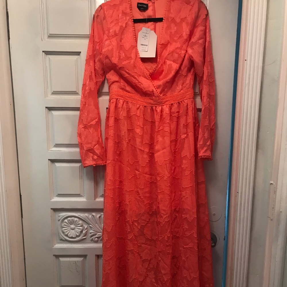 Bebe NWT Maxi dress Orange appliqué #summerwedding